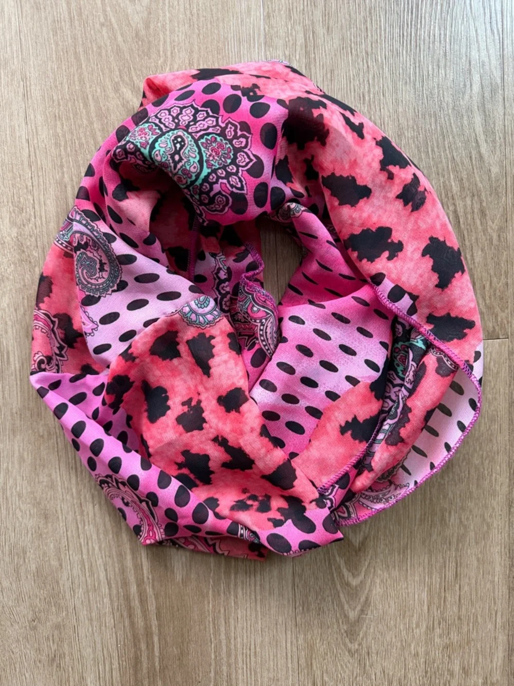 Pink Patterned Infinity Scarf - Picture 1 of 3